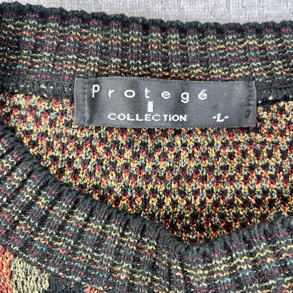 Protege Collection Vintage Sweater Coogi Style 3D-Striped Multi-Colored Sz Large - Picture 2 of 8